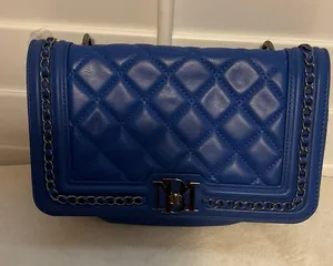 Badgley Mischka Quilted Royal Blue Crossbody with Chain Strap thumbnail 1