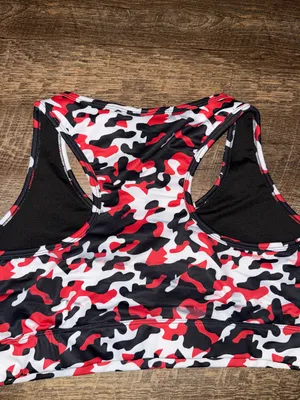 Delta Sigma Theta Red/Black/White Camo Sports Bra Women’s Size Large thumbnail 7