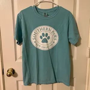 Comfort Colors Southern Paws NOLA Teal Shirt thumbnail 1