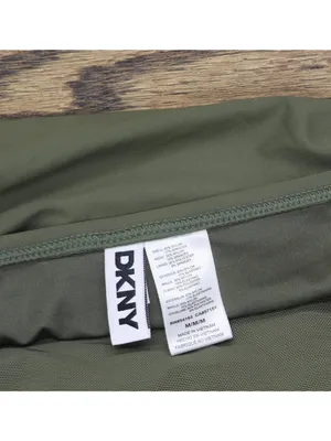 DKNY Halter V-Neck Shirred Tankini Swim Top DIMKS215 Moss Green M thumbnail 3
