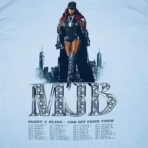 NWOT! Mary J Blige MJB ‘For My Fans Tour’ 2025 T-shirt Size Medium Concert Tee thumbnail 2