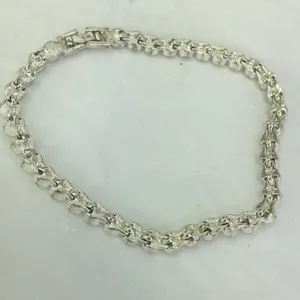 Cubic zirconia tennis bracelet silver tone 7.25” long thumbnail 3