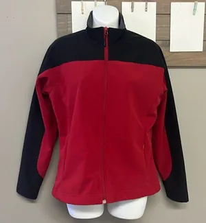 Land’s End Women’s Black Red Gray Zip-up Jacket w/ Mock Neck Pockets-Small (6-8) thumbnail 1