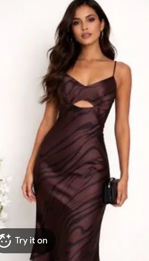 House of Harlow 1960 Brown Cut Out Front Strappy Midi Dress Size Small thumbnail 1