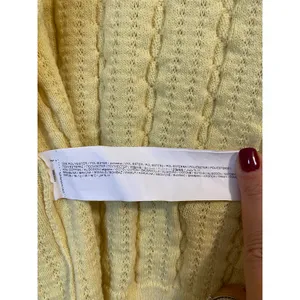 MANGO Flowers Knit Cardigan in yellow with tiny embroidered pink flowers sz. XL thumbnail 8