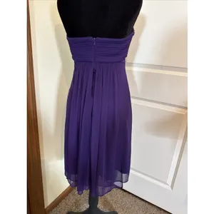 Xscape By Joanna Chen Purple Beaded Strapless Chiffon Mini Dress Sz 4 Homecoming thumbnail 4