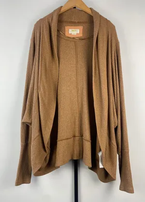 Maeve by Anthropologie Ribbed Open Front Cardigan Brown Dolman Sleeve Small thumbnail 1