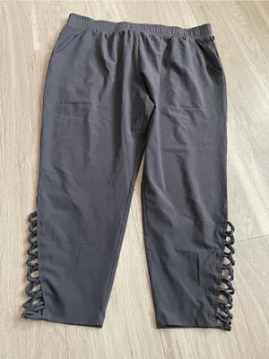 Fabletics Women's Dark Gray Straight Leg Pants with Side Lattice thumbnail 1