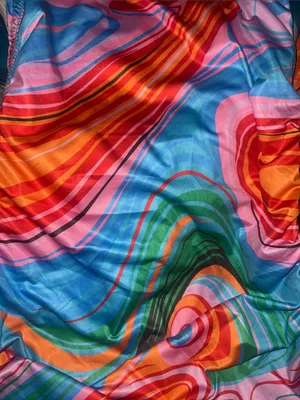 Vibrant Swirl Ruched Midi Dress in Multicolor Large Statement print thumbnail 2