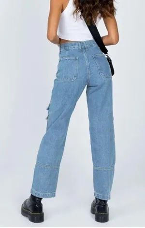 Princess Polly The Stacey Jeans Denim Beige Cargo thumbnail 2