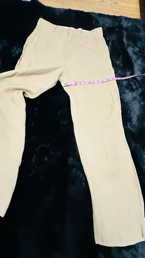 Zara Khaki Beige Wide Leg Trousers High Rise Straight Pants Size Small thumbnail 5