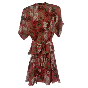 Emma Jame Boho 2 Piece Skirt Set Cottagecore Floral Rust Romantic Flowy Chiffon thumbnail 3