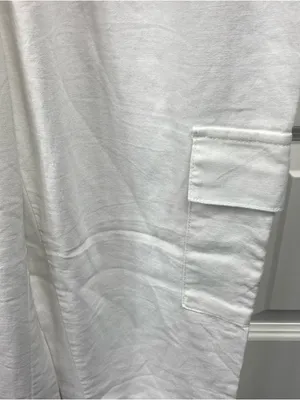 CI SONO Linen Blend Straight Leg Pull On Pants • Medium White Loose Drawstring thumbnail 4