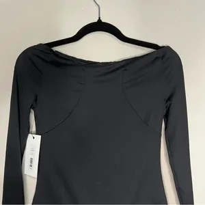 ALIX NYC Jansen Black Sweatheart Neckline Long sleeve Thong‎ Bodysuit thumbnail 12