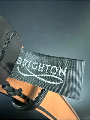Vintage BRIGHTON 97033 Black Embossed Croc Leather Floral Buckle Belt Size ML 32 thumbnail 15