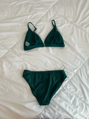 Dark green ribbed bikini set thumbnail 2