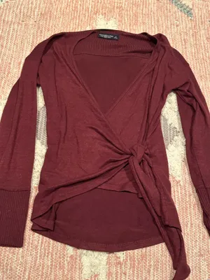 Y2K styled Abercrombie deep red wrap sweater thumbnail 1