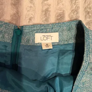 Ann Taylor Loft Teal Blue Wool Silk Blend Tweed Flared A-Line Skirt Size 10 thumbnail 3