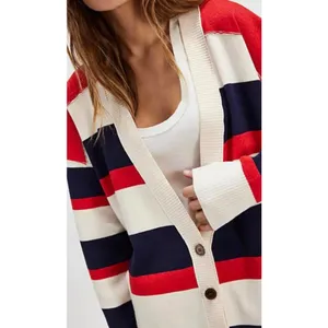 Free People Americana Combo League Of Her Own Striped Cardigan Sweater SZ S thumbnail 3