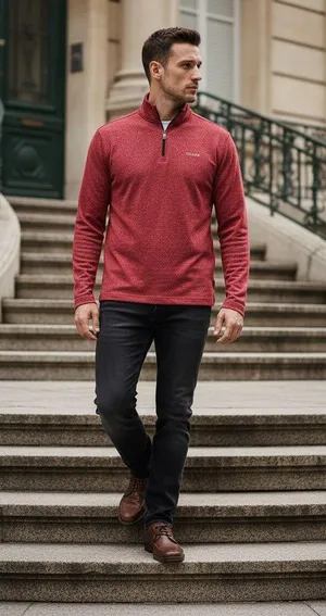 CHAPS Men’s Pullover quarter zip sportswear size medium  thumbnail 1