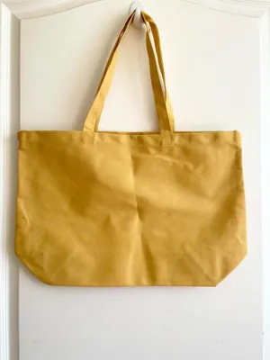 Sézane Paris Mon Amour Yellow Canvas Shoppers Tote thumbnail 2