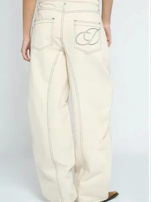 Daisy Street Faye Barrel Leg Embroidered Denim Contrast-Stitch Garment Sz XL thumbnail 14