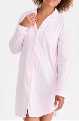 Charter Club Pink Striped Button-Down Nightshirt thumbnail 1