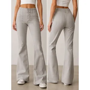 Free People We The Free Flare Jeans Women’s 25 High Rise Beige Stretch Boho thumbnail 2
