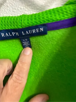 Ralph Lauren Bright Green Zip-Up Hoodie with Purple Polo size L thumbnail 3