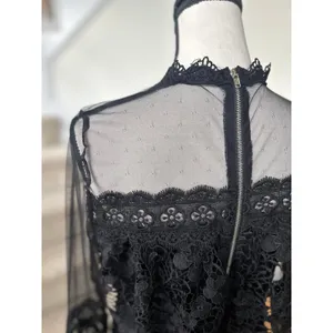 PrettyLittleThing Black Illusion Lace Long Sleeve Mini Dress Whimsygoth Fairy thumbnail 7