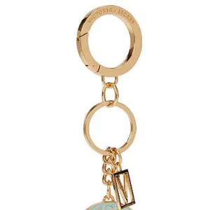 Victoria’s Secret VS Monagram Nautical Keychain Charm Gold Blue Aqua thumbnail 3