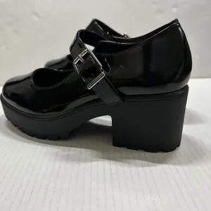 Gianni Bini Mary Jane‎ Platform Heel Shoes Womens 8.5 Shiny Black Block Lug Sole Y2K thumbnail 6