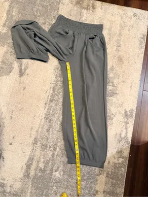 Women’s Elastic  Waist Wide-Leg Pants - Gray thumbnail 7