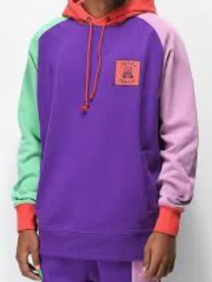 Teddy Fresh Color Block‎ Hoodie Purple, Red, Pink, Green Size Large EUC thumbnail 1