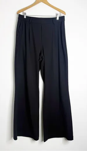 Halara Wide Leg Pants XL Tall Black High Rise Stretch Trousers 34” Inseam thumbnail 1