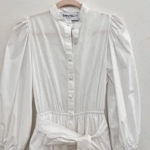 Brittany Fuson White Louisa Button-Front 100% Cotton Tiered Belted Maxi Dress XS thumbnail 5