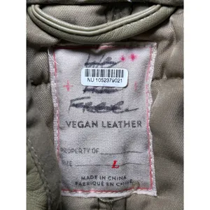Free People Quilted Vegan Leather Jacket L Sage Green Puffer Funnel Neck Zip Up thumbnail 5
