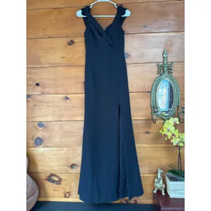 Lulus Song of Love Black Off-the-Shoulder Maxi Dress Bridesmaid Party Sz Medium thumbnail 4