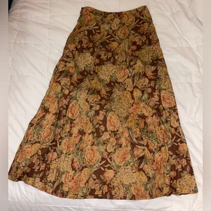 Vintage Floral Brown Maxi Skirt LizSport Size 4 thumbnail 2