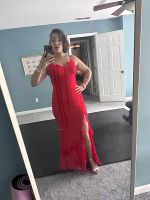 Red Lace Dress Size M thumbnail 5