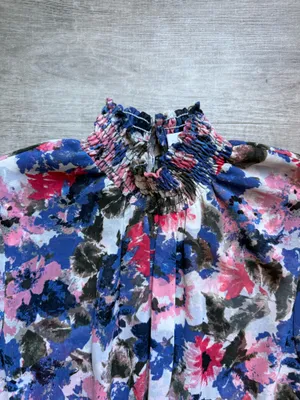 Misa Los Angeles Savanna Floral Asymmetrical Ruffle Layer Dress Size M Mock Neck thumbnail 5