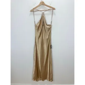 Lulus Sleek and Sweet Champagne Satin Cutout Backless Slip Midi Dress XL NWT thumbnail 5