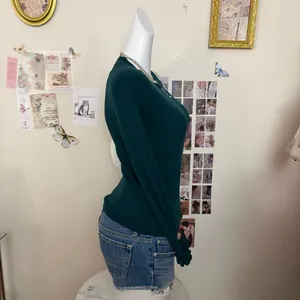 Ann Taylor Green Ribbed Long Sleeve Sweater Top Medium thumbnail 2