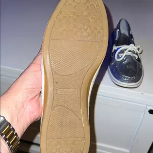 Coach Richelle boat shoes in a metallic silver glitter finish size 8B, new years thumbnail 8