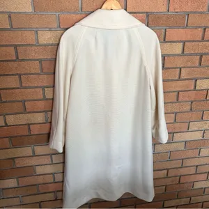The Women’s Shop Vintage Ribbed Long Cream Button Trench Over Coat thumbnail 4