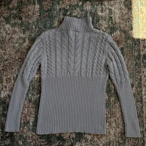 Vintage Axcess Turtleneck Sweater Large Grey Cable Knit Y2K Preppy Chic Cottage thumbnail 5