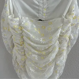 Zara White Ruched Draped Daisy Floral Cami Top Daisy Medium thumbnail 4