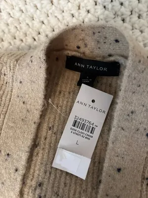NWT Ann Taylor Womens Size Large Beige Marl Knit Longline Cardigan Sweater NEW thumbnail 3
