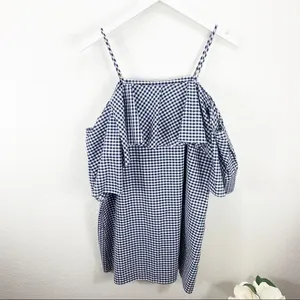 Amanda Uprichard Marise Dress Navy Gingham Ruffle Size medium m revolve thumbnail 8
