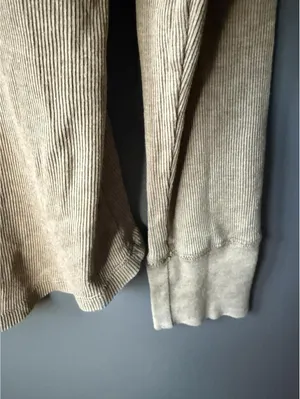 Aerie Brown Ribbed Long Sleeve Henley Top Size L thumbnail 5